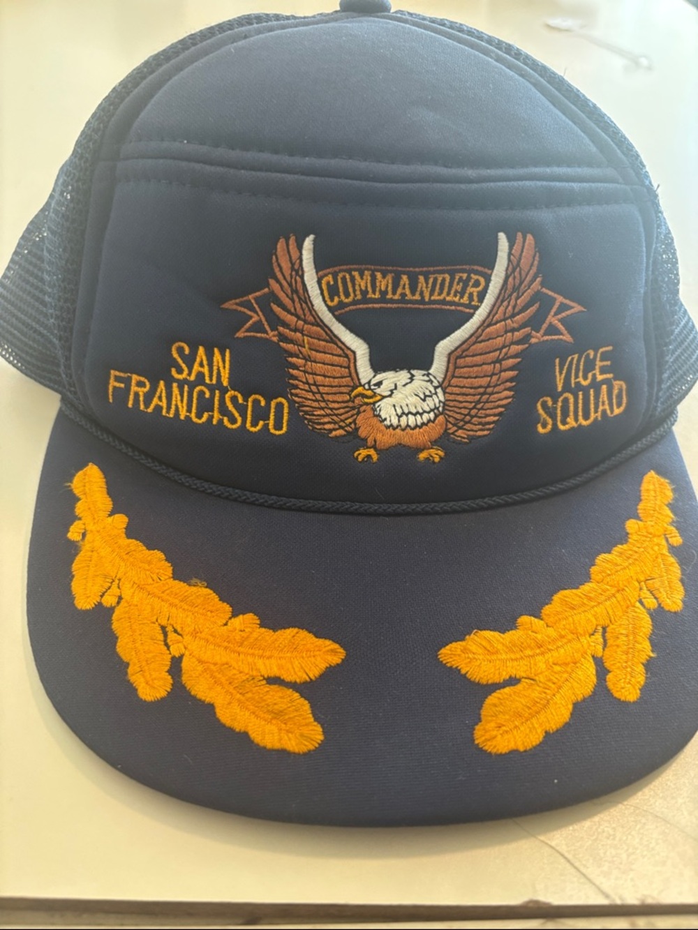 Commander San Francisco Vice Squad Embroidered Trucker Hat - Navy & Gold